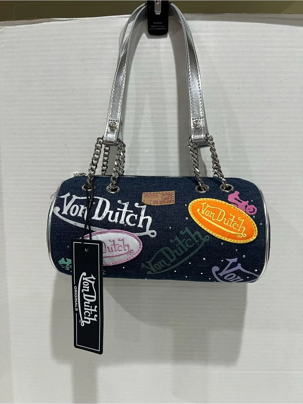 Von Dutch Indigo Denim Barrel Bag NEW!